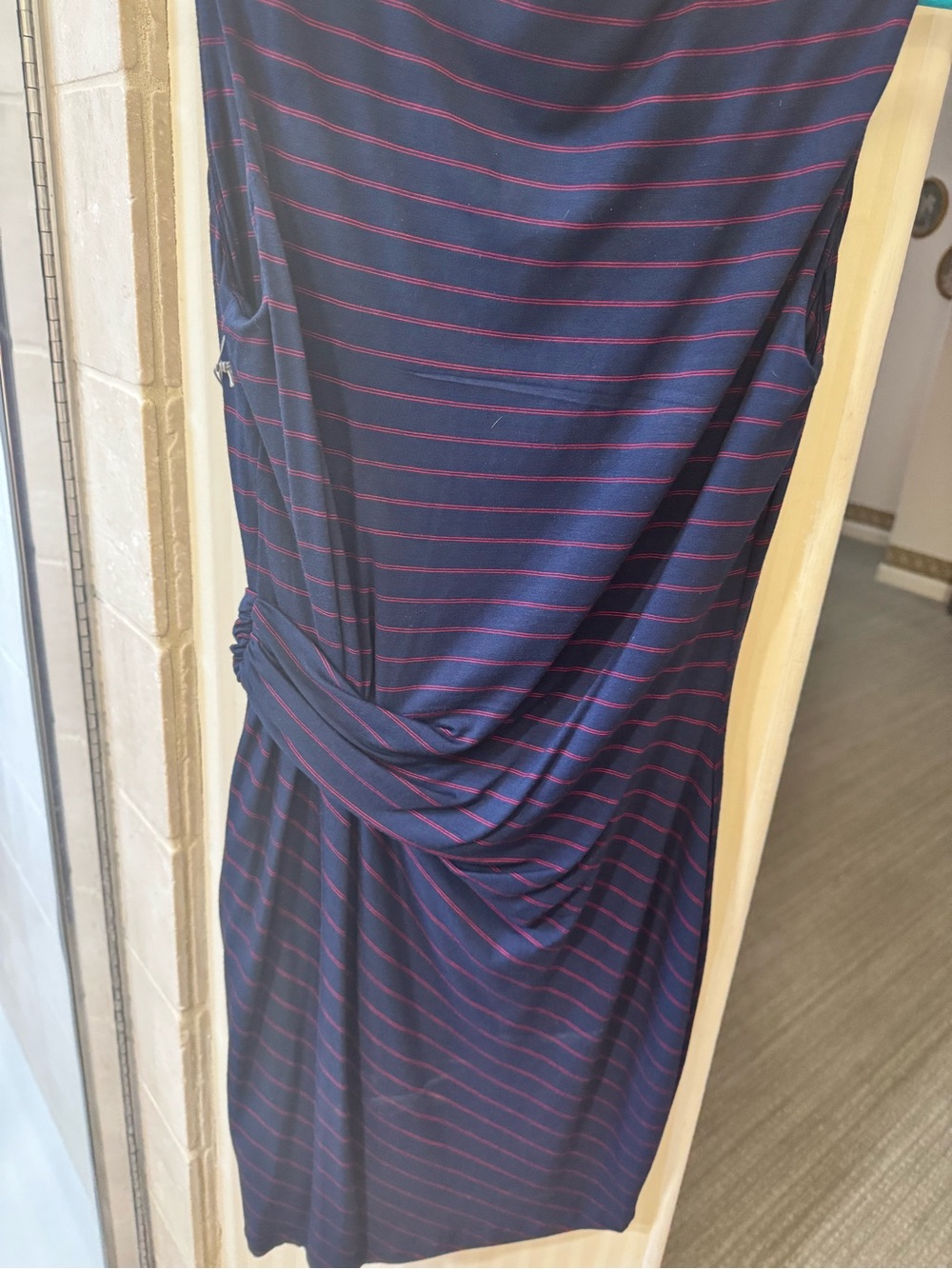 Tart Collections Navy Dress with Pink Stripes